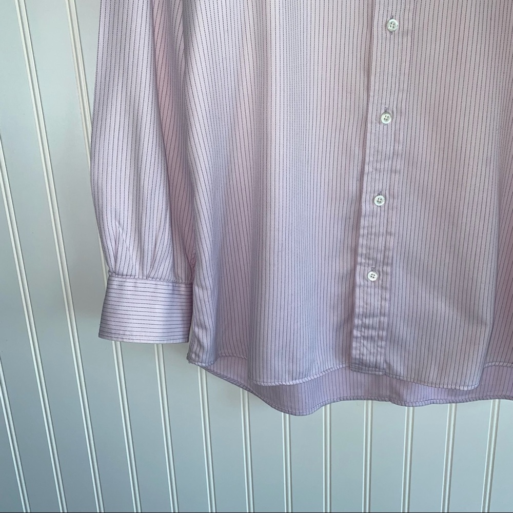 Burberry men’s long sleeve shirt SIZE 16-1/2 R light pink small stripe - Picture 4 of 10